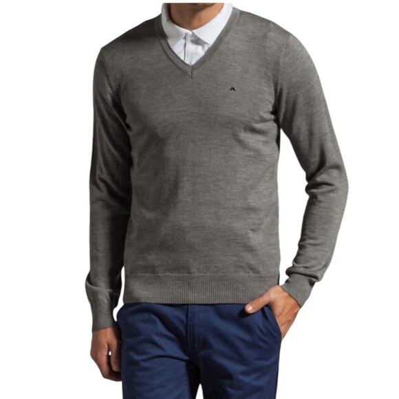 J. Lindeberg Lymann True Merino Gray Melange Sweater Mens Size S - Picture 1 of 12